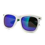 Retro 2 Tone Color Oversize Horn Rim Sunglasses with Mirror Color Lens