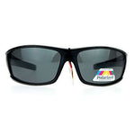 Anti Glare Polarized Lens Mens Classic Rectangular Warp Around Sports Sunglasses