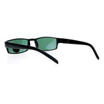 Mens Glass Lens Black Classic Narrow Rectangular Plastic Spring Hinge Sunglasses