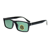 Mens Tempered Glass Lens Classic Narrow Rectangular Plastic Frame Sunglasses