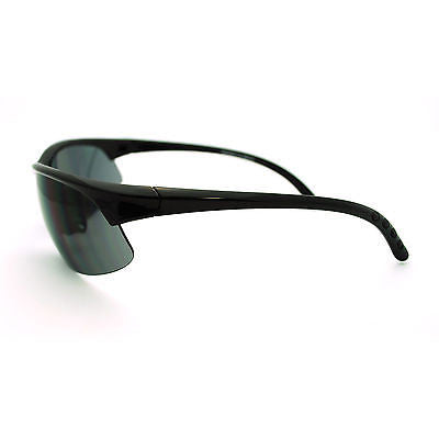 All Black Mens Classic Half Rim Sport Warp Sunglasses with Bifocal Reading Lens