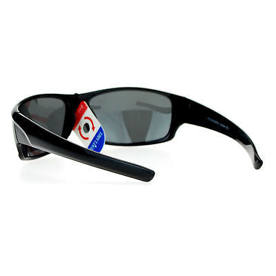 Anti Glare Polarized Lens Mens Classic Rectangular Warp Around Sports Sunglasses Brown