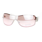 Womens Rimless Designer Fashion Shield Gradient Lens Diva Oversize Sunglasses