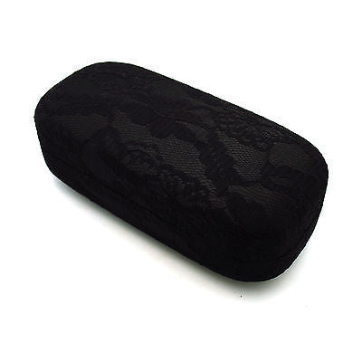 Oversized Diva Womens Lace Cover Hard Large Metal Clam Shell Box Sunglasses Case