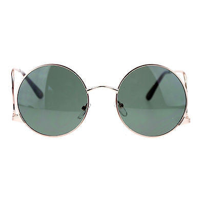 SA106 Womens Swan Drop Temple Retro Circle Round Lens Runway Sunglasses