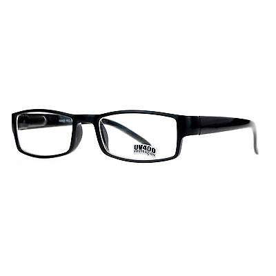 SA106 Black Narrow Rectangular Spring Hinge Plastic Clear Lens Eye Glasses