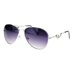 SA106 Womens Diva Fashion Gradeint Floral Jewel Thin Metal Aviator Sunglasses