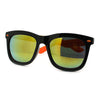 Retro 2 Tone Color Oversize Horn Rim Sunglasses with Mirror Color Lens