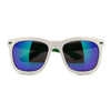 Retro 2 Tone Color Oversize Horn Rim Sunglasses with Mirror Color Lens