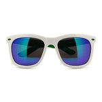 Retro 2 Tone Color Oversize Horn Rim Sunglasses with Mirror Color Lens