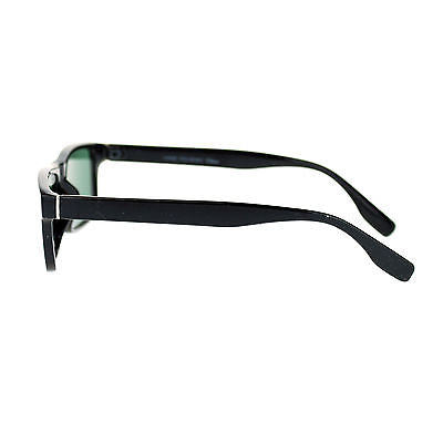 Mens Tempered Glass Lens Classic Narrow Rectangular Plastic Frame Sunglasses