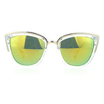 SA106 Womens Color Mirror Reflective Lens Oversize Cat Eye Sunglasses