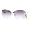 SA106 Womens Rimless Butterfly Vent Trim Rectangular Fashion Sunglasses