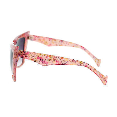 Womens Wall Paper Ditsy Flower Print Retro Oversize Cat Eye Sunglasses