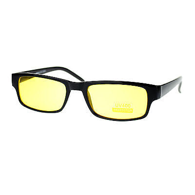Mens New Small Face Snug Fit Color Lens Rectangular Plastic Frame Sunglasses