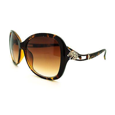 Womens Leopard Cougar Emblem Wavy Arm Designer Fashion Butterfly Diva Sunglasses