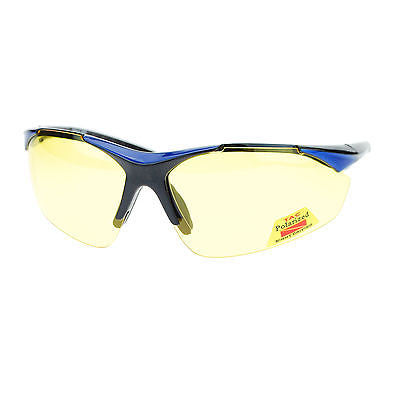 Mens Polarized Yellow Night Driving Lens Sport Baseball Half Rim Sunglasses