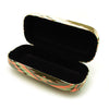 Neon Womens Ethnic Tribal Print Canvas Metal Clam Shell Sunglasses Carrying Case