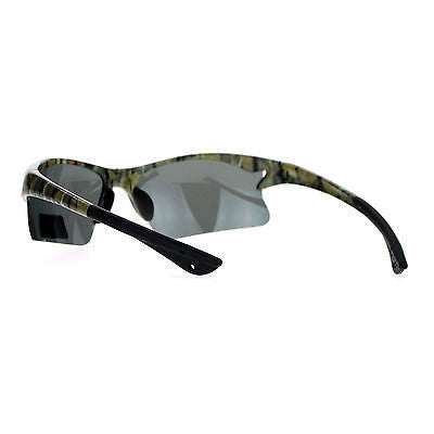 SA106 Mens Hunters Baseball Half Rim Camouflage Print Camo Sunglasses