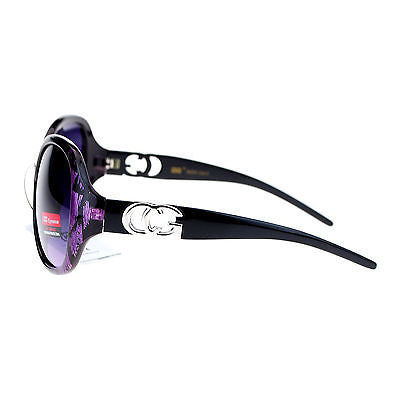 CG Eyewear Oversize Metalic Scribble Skatch Pattern Plastic Butterfly Sunglasses