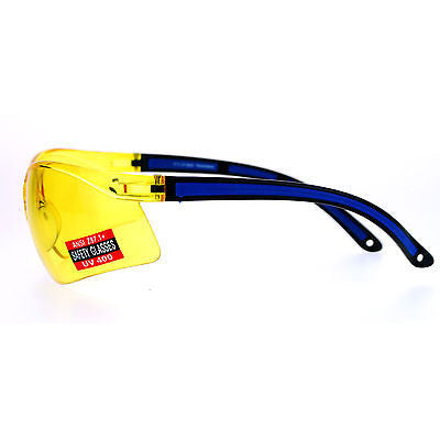 SA106 Mens Yellow HD Lens ANSI Z87.1+ Protection Half Rim Warp Safety Glasses