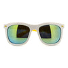 Retro 2 Tone Color Oversize Horn Rim Sunglasses with Mirror Color Lens