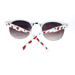 Womens Cute Fruit Print Half Horn Rim Retro Hipster Pattern Sunglasses