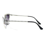 Womens Gothic Retro Full Metal Half Rim 2 Tone Cat Eye Sunglasses