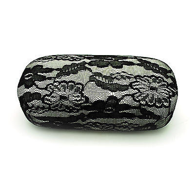 Oversized Diva Womens Lace Cover Hard Large Metal Clam Shell Box Sunglasses Case