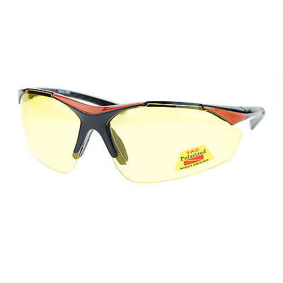 Mens Polarized Yellow Night Driving Lens Sport Baseball Half Rim Sunglasses