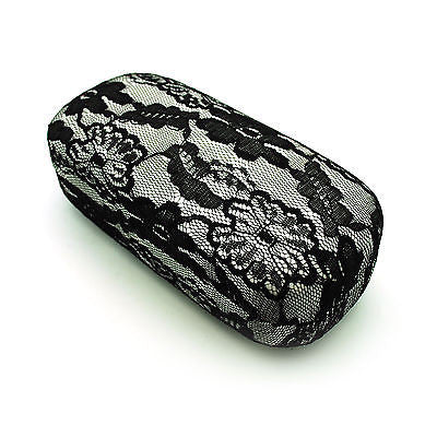 Oversized Diva Womens Lace Cover Hard Large Metal Clam Shell Box Sunglasses Case