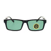 Mens Tempered Glass Lens Classic Narrow Rectangular Plastic Frame Sunglasses