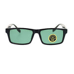 Mens Tempered Glass Lens Classic Narrow Rectangular Plastic Frame Sunglasses