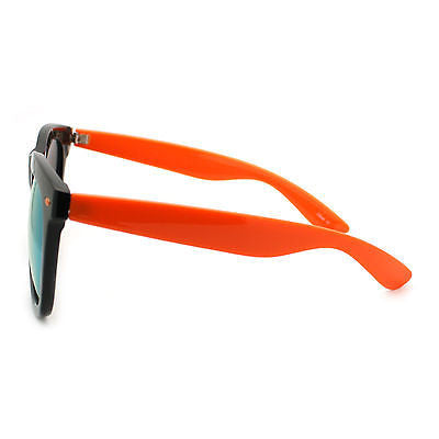 Retro 2 Tone Color Oversize Horn Rim Sunglasses with Mirror Color Lens