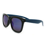 Retro 2 Tone Color Oversize Horn Rim Sunglasses with Mirror Color Lens