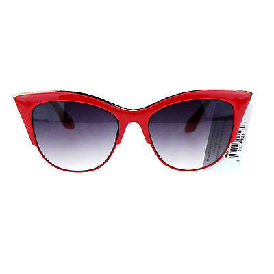 Womens High Point Squared Half Rim Look Cat Eye Retro Designer Sunglasses