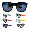 Retro 2 Tone Color Oversize Horn Rim Sunglasses with Mirror Color Lens