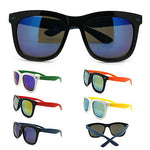 Retro 2 Tone Color Oversize Horn Rim Sunglasses with Mirror Color Lens