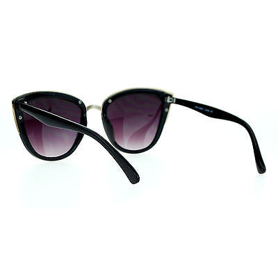 Womens Fashion Metal Bridge Trim Oversized Cat Eye Sunglasses