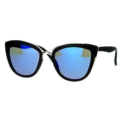 SA106 Womens Color Mirror Reflective Lens Oversize Cat Eye Sunglasses