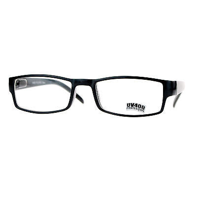 SA106 Black Narrow Rectangular Spring Hinge Plastic Clear Lens Eye Glasses
