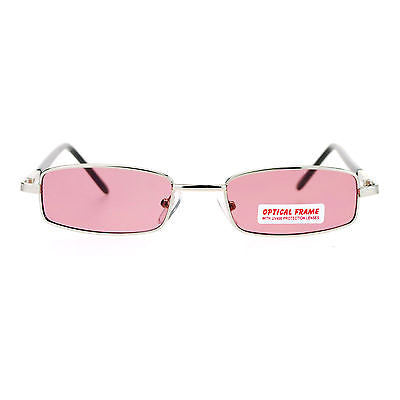 SA106 Snug Fit Small Mens Rectangular Metal Rim Classic Color Lens Sunglasses
