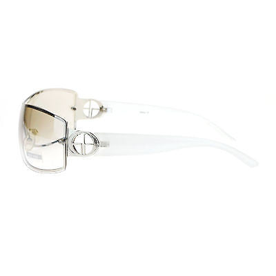 Womens Rimless Designer Fashion Shield Gradient Lens Diva Oversize Sunglasses