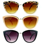 Womens Fashion Metal Bridge Trim Oversized Cat Eye Sunglasses