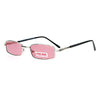 SA106 Snug Fit Small Mens Rectangular Metal Rim Classic Color Lens Sunglasses