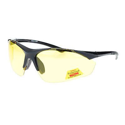 Mens Polarized Yellow Night Driving Lens Sport Baseball Half Rim Sunglasses