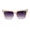 Womens Wall Paper Ditsy Flower Print Retro Oversize Cat Eye Sunglasses