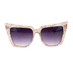 Womens Wall Paper Ditsy Flower Print Retro Oversize Cat Eye Sunglasses