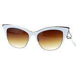 Womens High Point Squared Half Rim Look Cat Eye Retro Designer Sunglasses