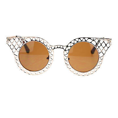 New Womens Metal Wire Weave Cat Eye Unique Runway Designer Fashion Sunglasses
